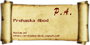 Prohaska Abod névjegykártya